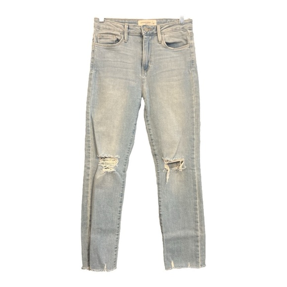 Just Black Denim Made in the USA Straight Leg Raw Hem Light Wash Jeans Size 27 - Picture 1 of 5